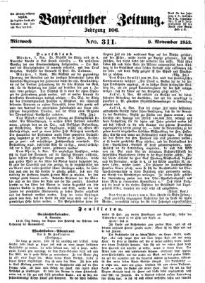 Bayreuther Zeitung Mittwoch 9. November 1853