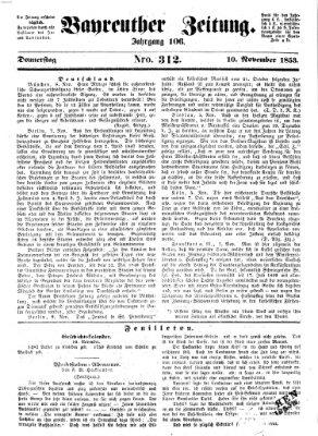 Bayreuther Zeitung Donnerstag 10. November 1853