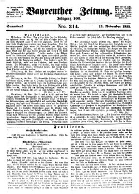 Bayreuther Zeitung Samstag 12. November 1853