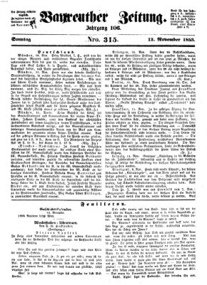 Bayreuther Zeitung Sonntag 13. November 1853