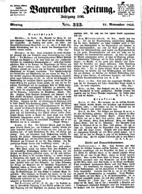 Bayreuther Zeitung Montag 21. November 1853