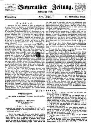 Bayreuther Zeitung Donnerstag 24. November 1853