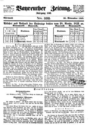 Bayreuther Zeitung Mittwoch 30. November 1853