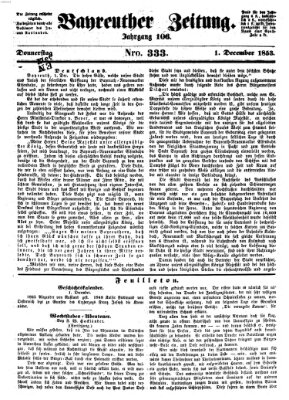 Bayreuther Zeitung Donnerstag 1. Dezember 1853