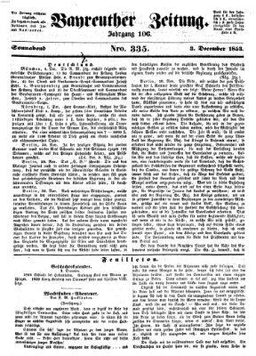 Bayreuther Zeitung Samstag 3. Dezember 1853