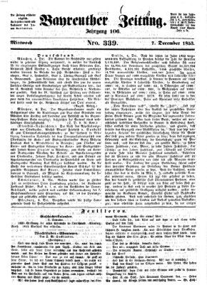 Bayreuther Zeitung Mittwoch 7. Dezember 1853