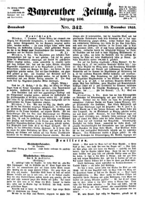 Bayreuther Zeitung Samstag 10. Dezember 1853