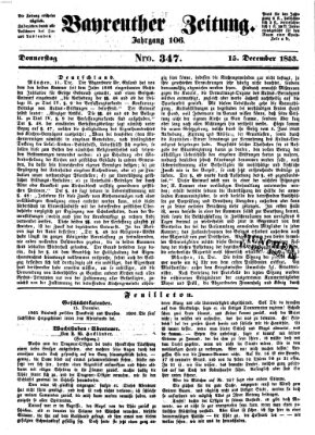 Bayreuther Zeitung Donnerstag 15. Dezember 1853