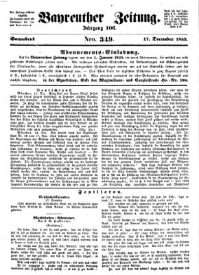 Bayreuther Zeitung Samstag 17. Dezember 1853