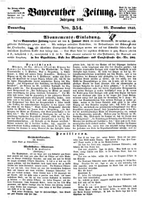 Bayreuther Zeitung Donnerstag 22. Dezember 1853