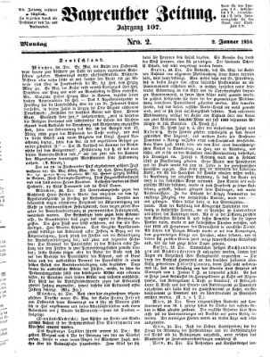 Bayreuther Zeitung Montag 2. Januar 1854