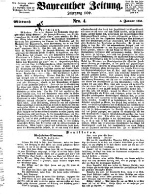 Bayreuther Zeitung Mittwoch 4. Januar 1854