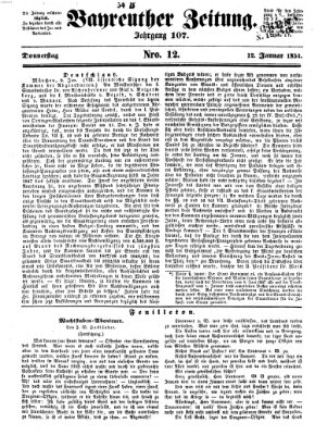 Bayreuther Zeitung Donnerstag 12. Januar 1854