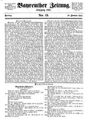 Bayreuther Zeitung Freitag 13. Januar 1854