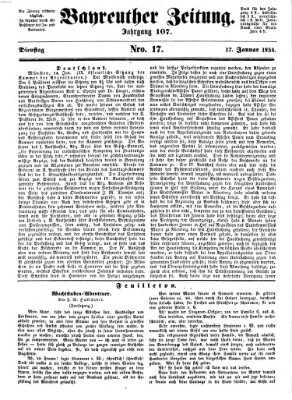 Bayreuther Zeitung Dienstag 17. Januar 1854