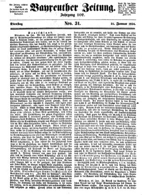 Bayreuther Zeitung Dienstag 31. Januar 1854