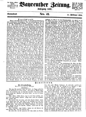 Bayreuther Zeitung Samstag 11. Februar 1854