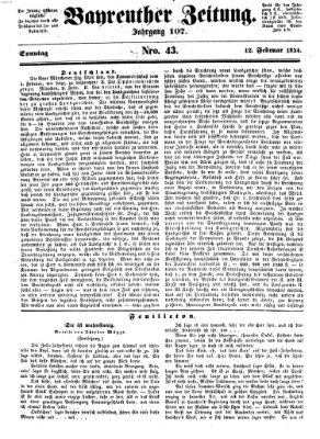 Bayreuther Zeitung Sonntag 12. Februar 1854