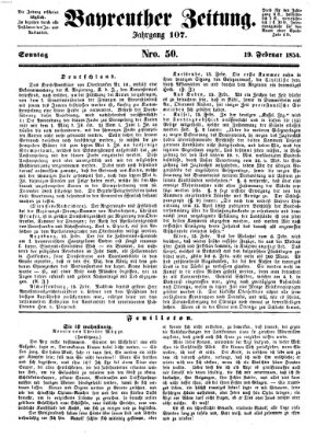 Bayreuther Zeitung Sonntag 19. Februar 1854