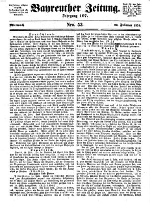 Bayreuther Zeitung Mittwoch 22. Februar 1854