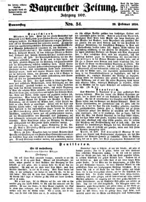 Bayreuther Zeitung Donnerstag 23. Februar 1854