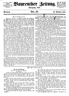 Bayreuther Zeitung Sonntag 26. Februar 1854