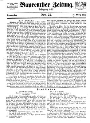 Bayreuther Zeitung Donnerstag 16. März 1854