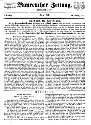 Bayreuther Zeitung Dienstag 28. März 1854