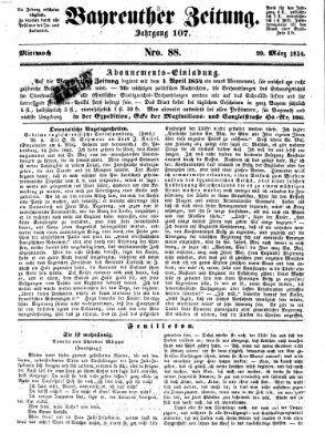 Bayreuther Zeitung Mittwoch 29. März 1854