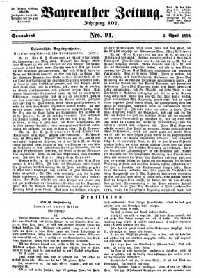 Bayreuther Zeitung Samstag 1. April 1854