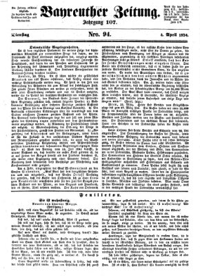 Bayreuther Zeitung Dienstag 4. April 1854