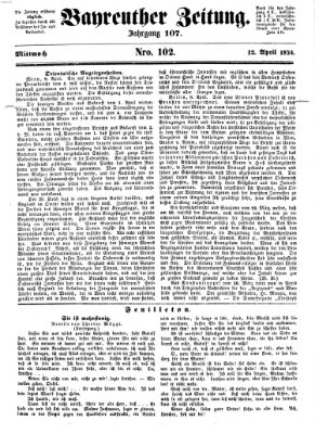 Bayreuther Zeitung Mittwoch 12. April 1854