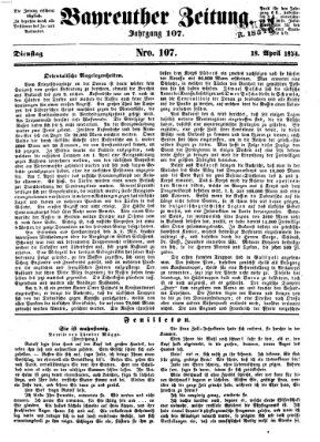 Bayreuther Zeitung Dienstag 18. April 1854