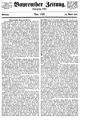 Bayreuther Zeitung Montag 24. April 1854