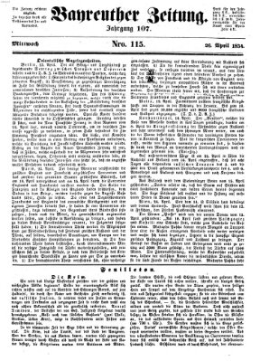 Bayreuther Zeitung Mittwoch 26. April 1854