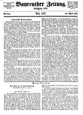 Bayreuther Zeitung Freitag 28. April 1854