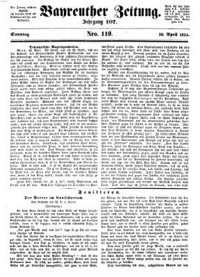 Bayreuther Zeitung Sonntag 30. April 1854