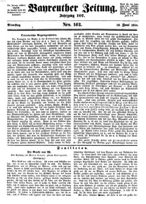 Bayreuther Zeitung Dienstag 13. Juni 1854