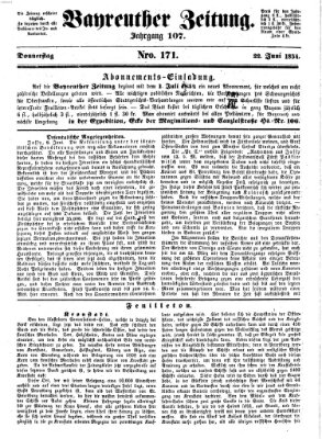 Bayreuther Zeitung Donnerstag 22. Juni 1854