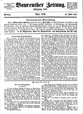 Bayreuther Zeitung Freitag 23. Juni 1854