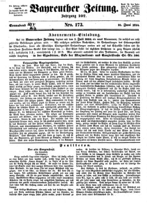 Bayreuther Zeitung Samstag 24. Juni 1854