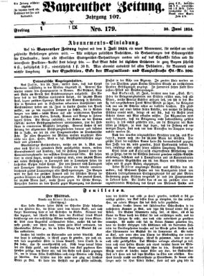 Bayreuther Zeitung Freitag 30. Juni 1854