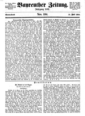 Bayreuther Zeitung Samstag 15. Juli 1854