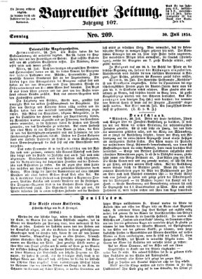 Bayreuther Zeitung Sonntag 30. Juli 1854