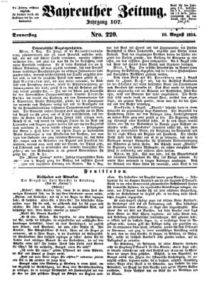 Bayreuther Zeitung Donnerstag 10. August 1854