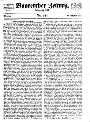 Bayreuther Zeitung Montag 14. August 1854