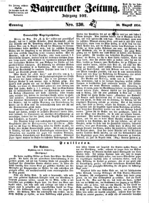 Bayreuther Zeitung Sonntag 20. August 1854