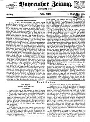 Bayreuther Zeitung Freitag 1. September 1854