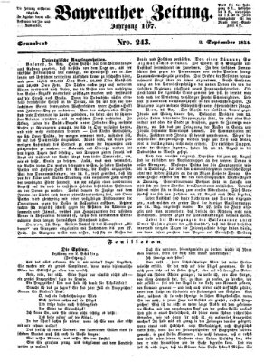 Bayreuther Zeitung Samstag 2. September 1854