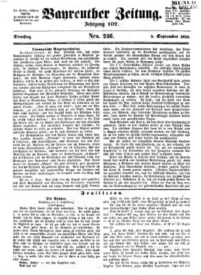 Bayreuther Zeitung Dienstag 5. September 1854